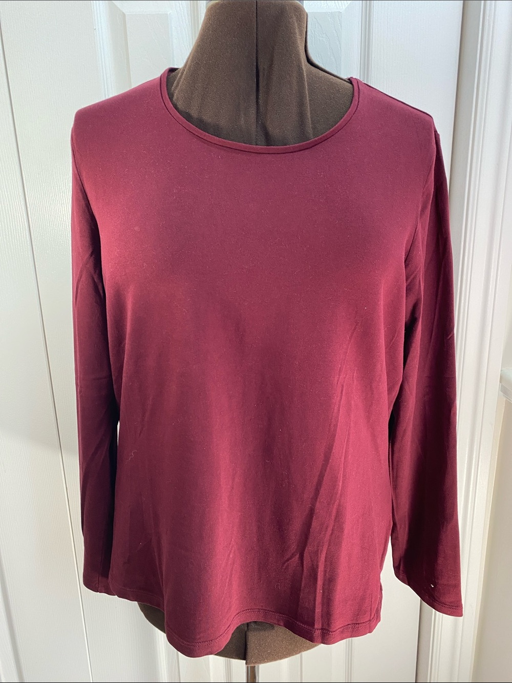 2 for $25 - Reitmans Cotton Spandex Maroon Long Sleeve Crewneck Basics Tee, XXL